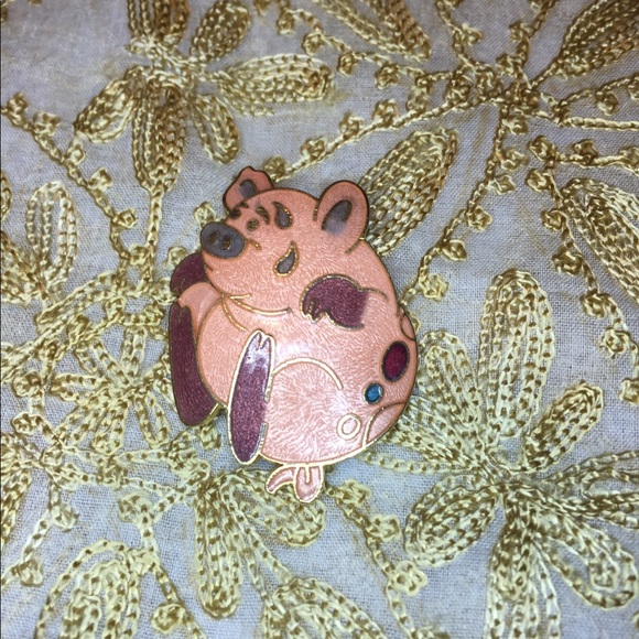 Vintage cloisonné pig brooch 🐷 - Picture 3 of 3